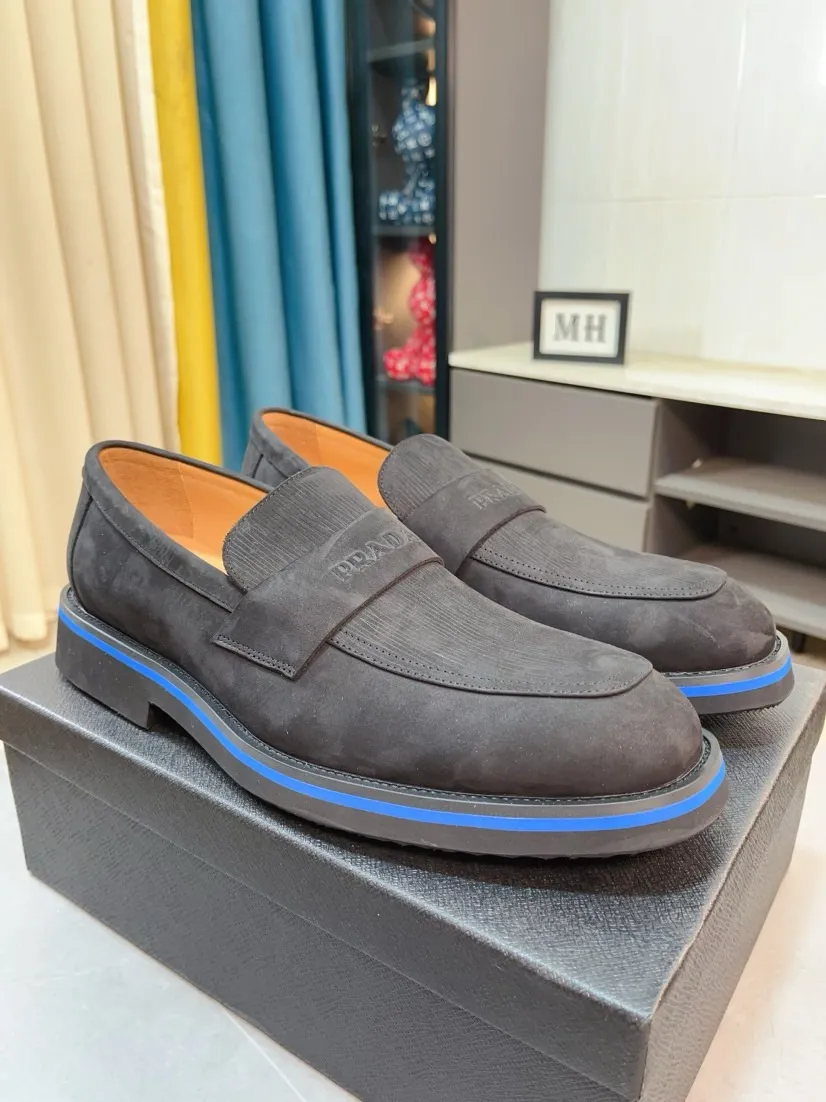 Men's shoes 💰540🌹🌹【PRADA Leather Shoes】Top purchasing agency Original imported Italian custom-made open-edge beaded cowhide leather surface, fully imported water-dyed breathable cowhide lining, original factory special molded sole super comfortable, size: 38-44